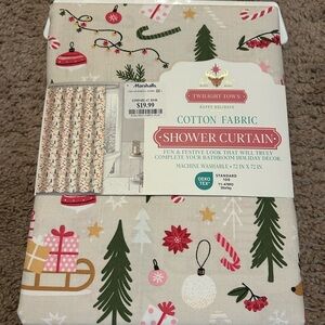Festive Holiday Shower Curtain - Red, Green, White New with Tags
